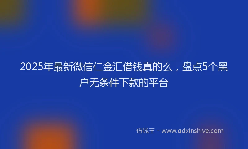 2025年最新微信仁金汇借钱真的么，盘点5个黑户无条件下款的平台