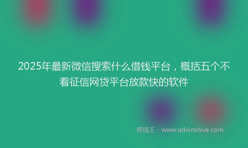 2025年最新微信搜索什么借钱平台，概括五个不看征信网贷平台放款快的软件
