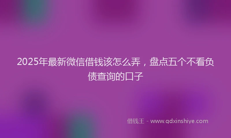2025年最新微信借钱该怎么弄，盘点五个不看负债查询的口子