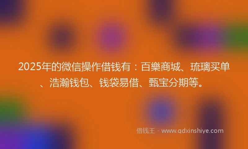 2025年的微信操作借钱有：百樂商城、琉璃买单、浩瀚钱包、钱袋易借、甄宝分期等。
