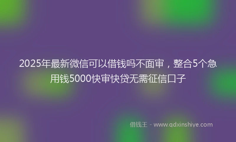 2025年最新微信可以借钱吗不面审，整合5个急用钱5000快审快贷无需征信口子
