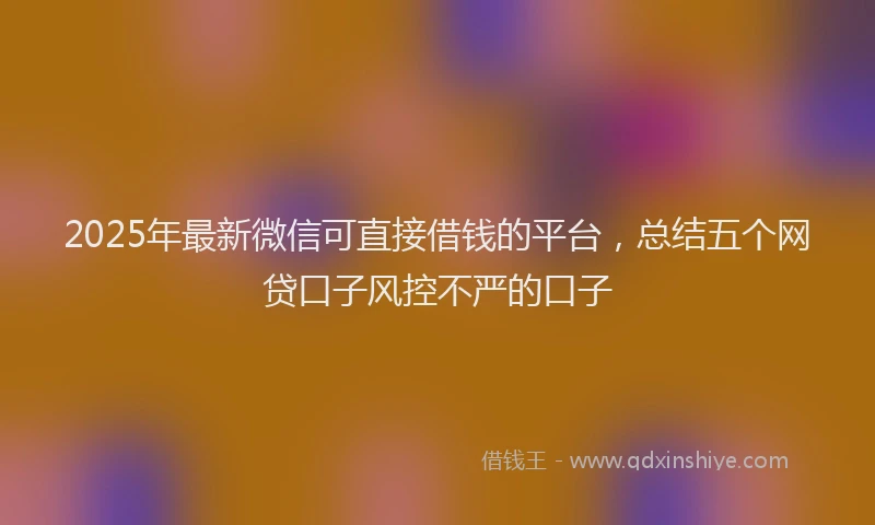2025年最新微信可直接借钱的平台，总结五个网贷口子风控不严的口子