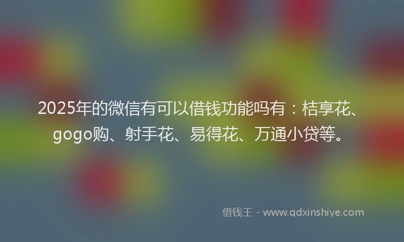 2025年的微信有可以借钱功能吗有：桔享花、gogo购、射手花、易得花、万通小贷等。