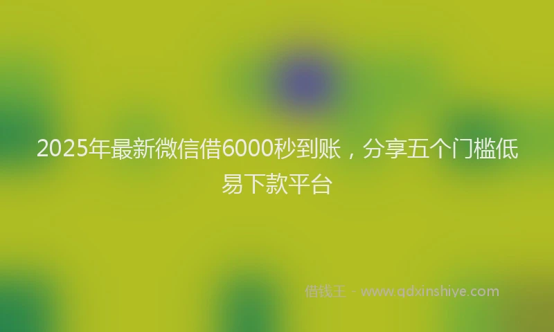 2025年最新微信借6000秒到账，分享五个门槛低易下款平台