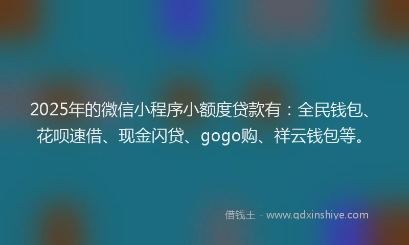 2025年的微信小程序小额度贷款有：全民钱包、花呗速借、现金闪贷、gogo购、祥云钱包等。