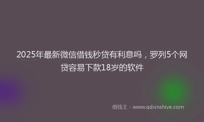 2025年最新微信借钱秒贷有利息吗，罗列5个网贷容易下款18岁的软件
