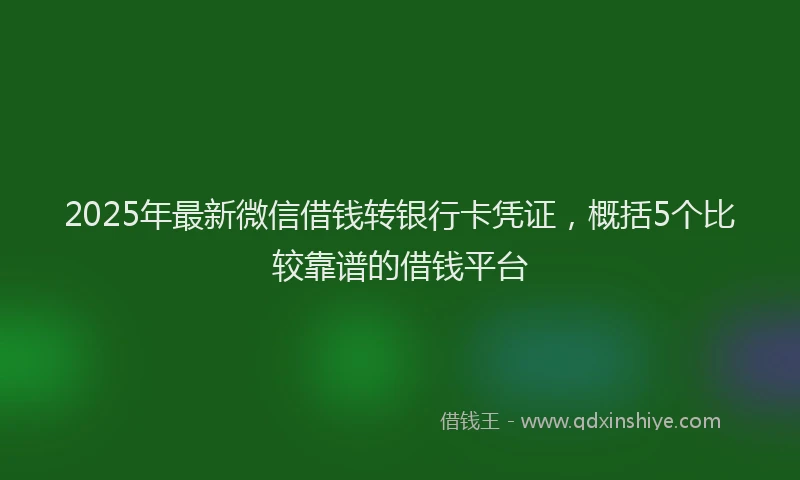 2025年最新微信借钱转银行卡凭证，概括5个比较靠谱的借钱平台