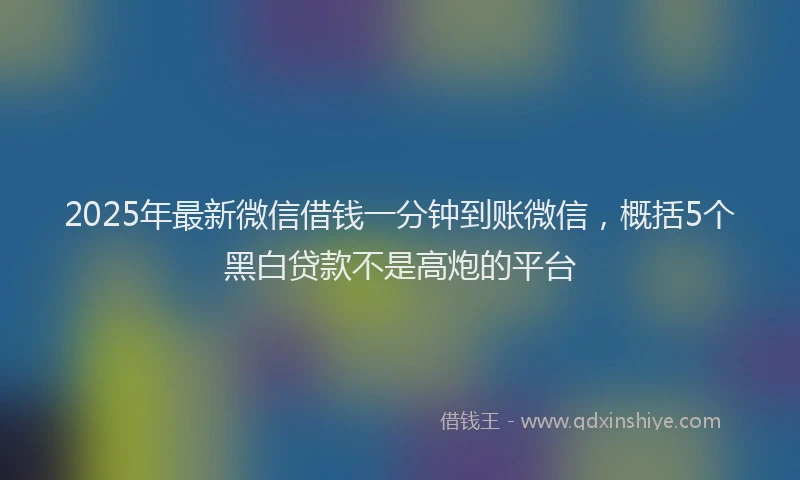 2025年最新微信借钱一分钟到账微信，概括5个黑白贷款不是高炮的平台