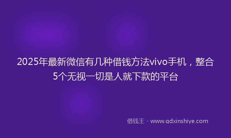 2025年最新微信有几种借钱方法vivo手机，整合5个无视一切是人就下款的平台