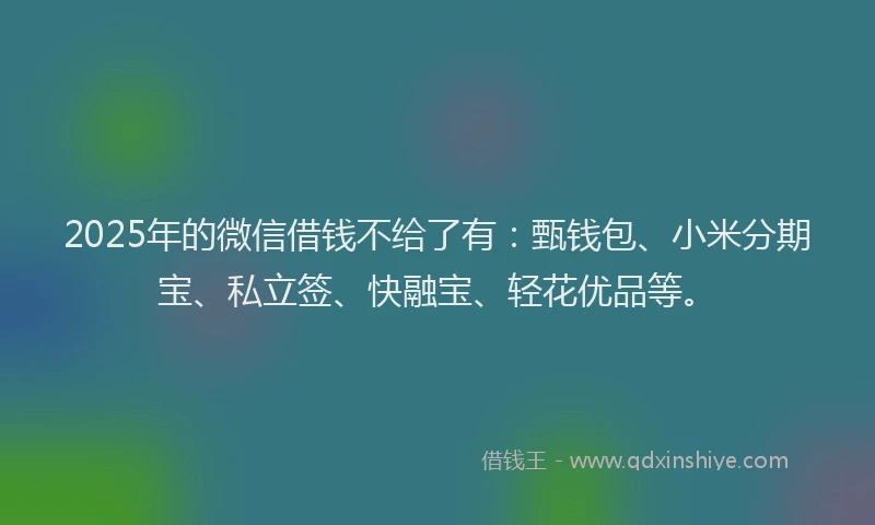 2025年的微信借钱不给了有：甄钱包、小米分期宝、私立签、快融宝、轻花优品等。