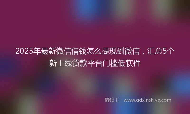 2025年最新微信借钱怎么提现到微信，汇总5个新上线贷款平台门槛低软件