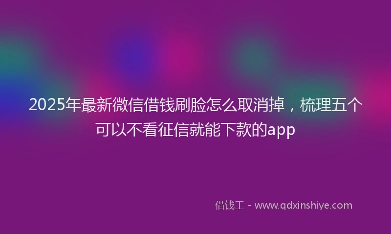 2025年最新微信借钱刷脸怎么取消掉，梳理五个可以不看征信就能下款的app