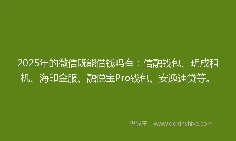 2025年的微信既能借钱吗有：信融钱包、玥成租机、海印金服、融悦宝Pro钱包、安逸速贷等。