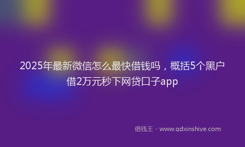 2025年最新微信怎么最快借钱吗，概括5个黑户借2万元秒下网贷口子app