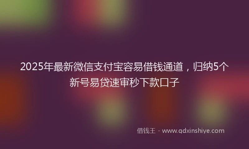 2025年最新微信支付宝容易借钱通道，归纳5个新号易贷速审秒下款口子