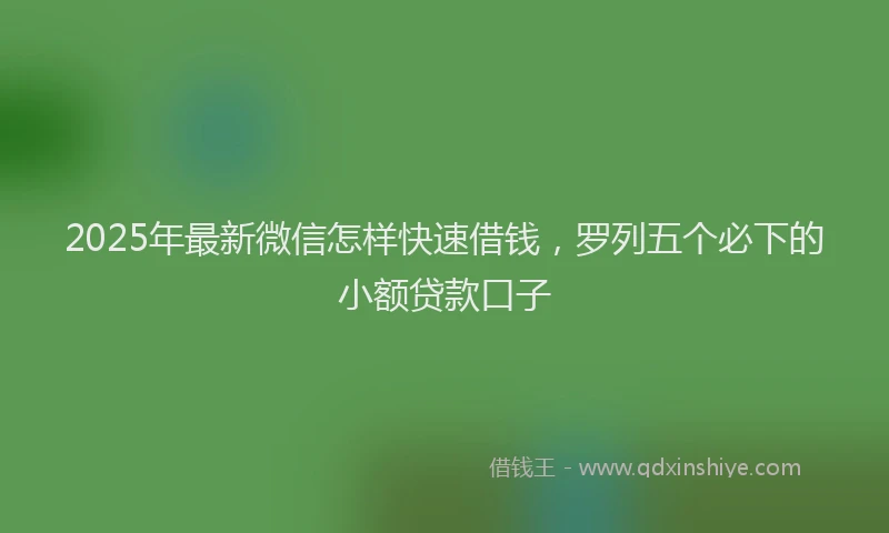 2025年最新微信怎样快速借钱，罗列五个必下的小额贷款口子