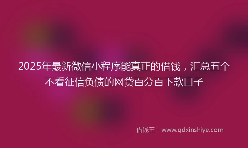 2025年最新微信小程序能真正的借钱，汇总五个不看征信负债的网贷百分百下款口子