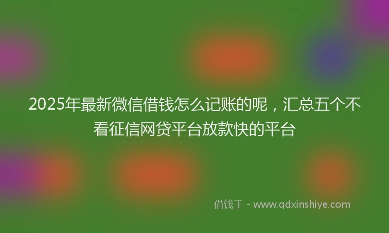 2025年最新微信借钱怎么记账的呢，汇总五个不看征信网贷平台放款快的平台