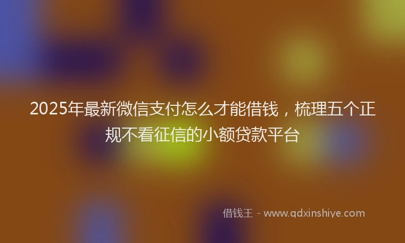 2025年最新微信支付怎么才能借钱，梳理五个正规不看征信的小额贷款平台