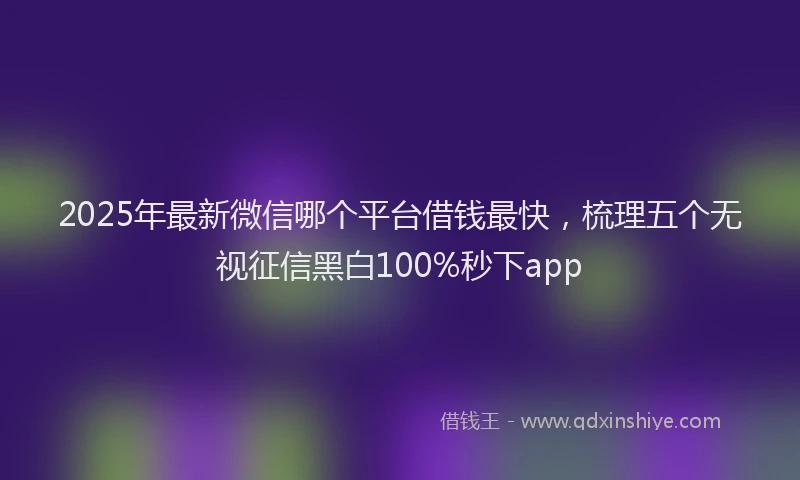 2025年最新微信哪个平台借钱最快，梳理五个无视征信黑白100%秒下app