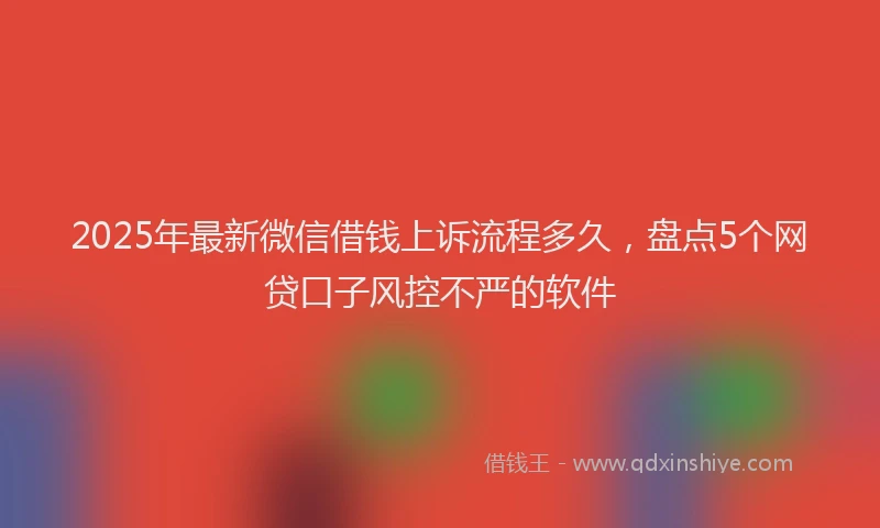 2025年最新微信借钱上诉流程多久，盘点5个网贷口子风控不严的软件