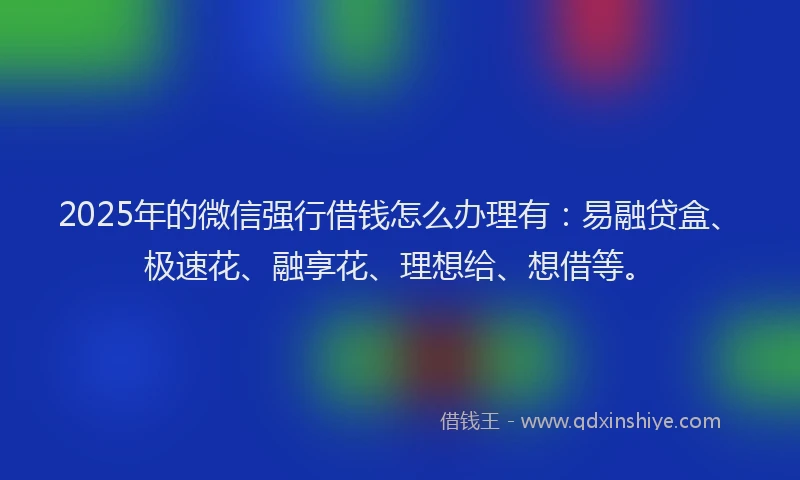 2025年的微信强行借钱怎么办理有：易融贷盒、极速花、融享花、理想给、想借等。