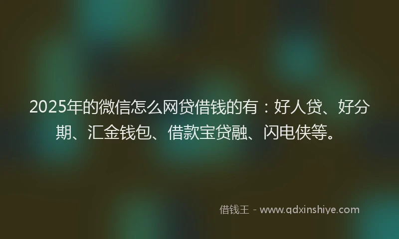 2025年的微信怎么网贷借钱的有：好人贷、好分期、汇金钱包、借款宝贷融、闪电侠等。