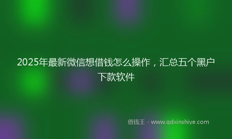 2025年最新微信想借钱怎么操作，汇总五个黑户下款软件