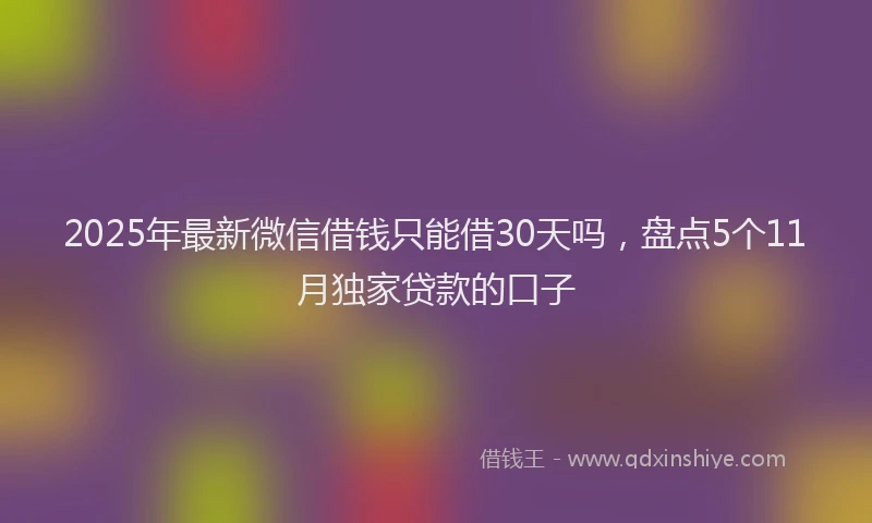 2025年最新微信借钱只能借30天吗，盘点5个11月独家贷款的口子