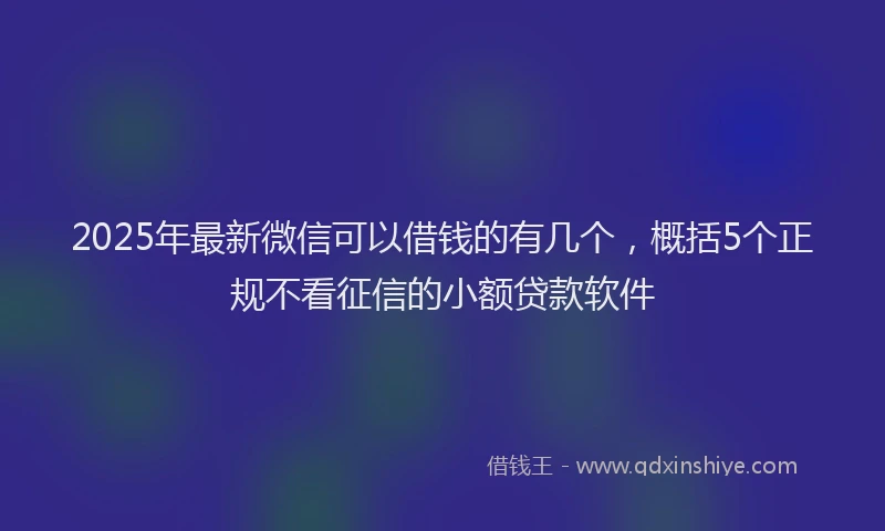 2025年最新微信可以借钱的有几个，概括5个正规不看征信的小额贷款软件
