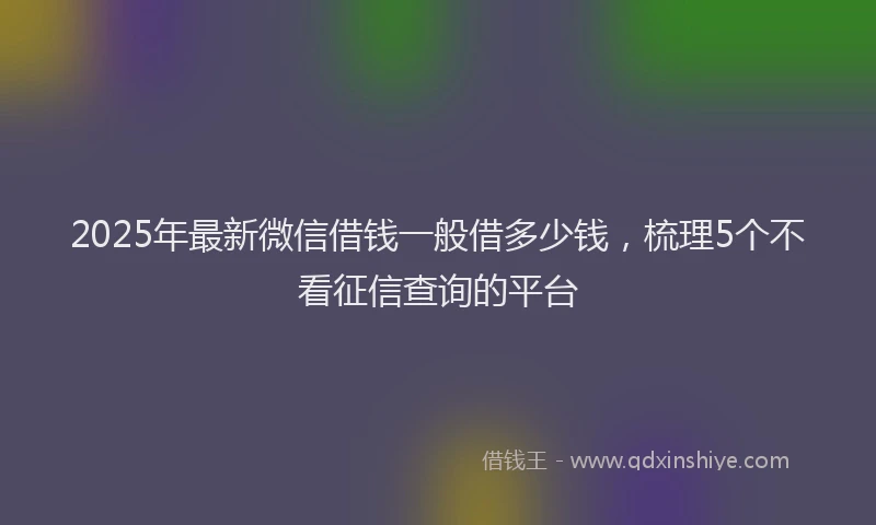 2025年最新微信借钱一般借多少钱，梳理5个不看征信查询的平台