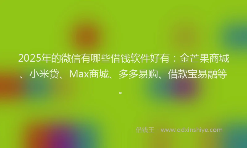 2025年的微信有哪些借钱软件好有：金芒果商城、小米贷、Max商城、多多易购、借款宝易融等。