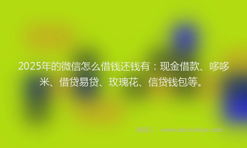 2025年的微信怎么借钱还钱有：现金借款、哆哆米、借贷易贷、玫瑰花、信贷钱包等。