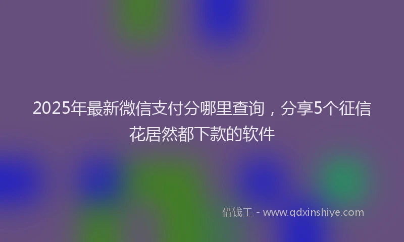 2025年最新微信支付分哪里查询，分享5个征信花居然都下款的软件