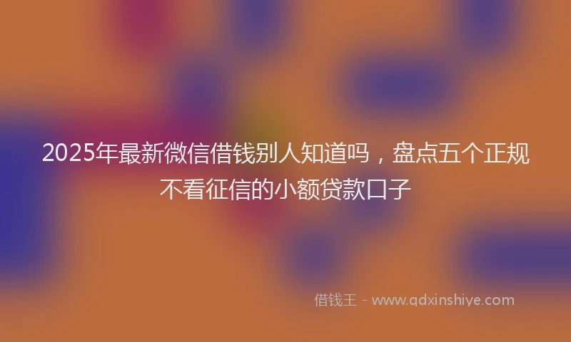 2025年最新微信借钱别人知道吗，盘点五个正规不看征信的小额贷款口子