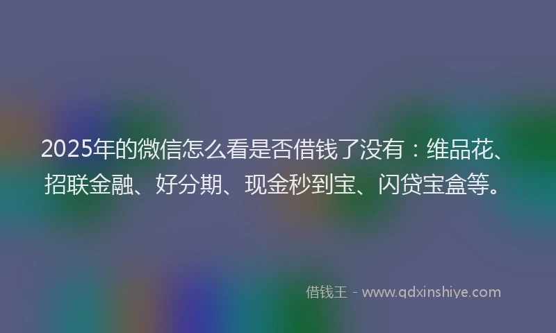 2025年的微信怎么看是否借钱了没有：维品花、招联金融、好分期、现金秒到宝、闪贷宝盒等。