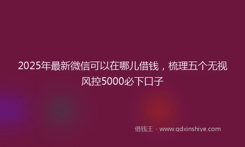 2025年最新微信可以在哪儿借钱，梳理五个无视风控5000必下口子