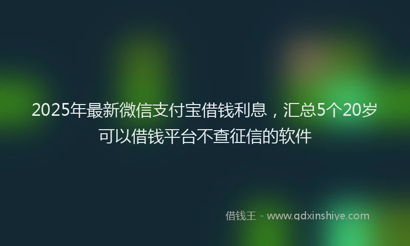 2025年最新微信支付宝借钱利息，汇总5个20岁可以借钱平台不查征信的软件