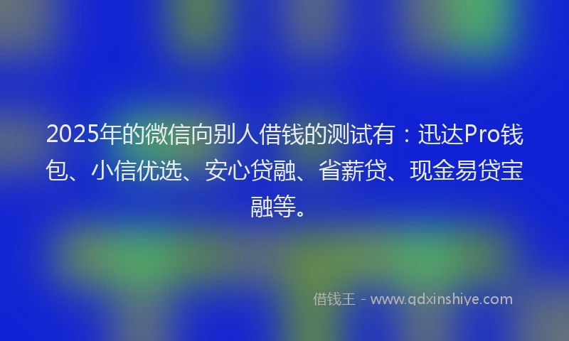 2025年的微信向别人借钱的测试有：迅达Pro钱包、小信优选、安心贷融、省薪贷、现金易贷宝融等。
