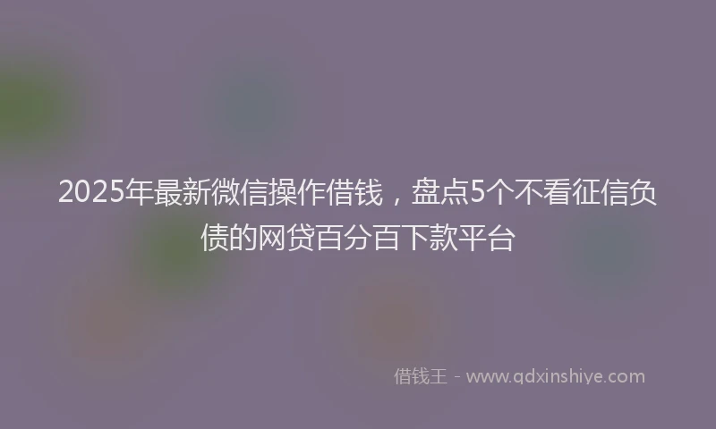 2025年最新微信操作借钱，盘点5个不看征信负债的网贷百分百下款平台