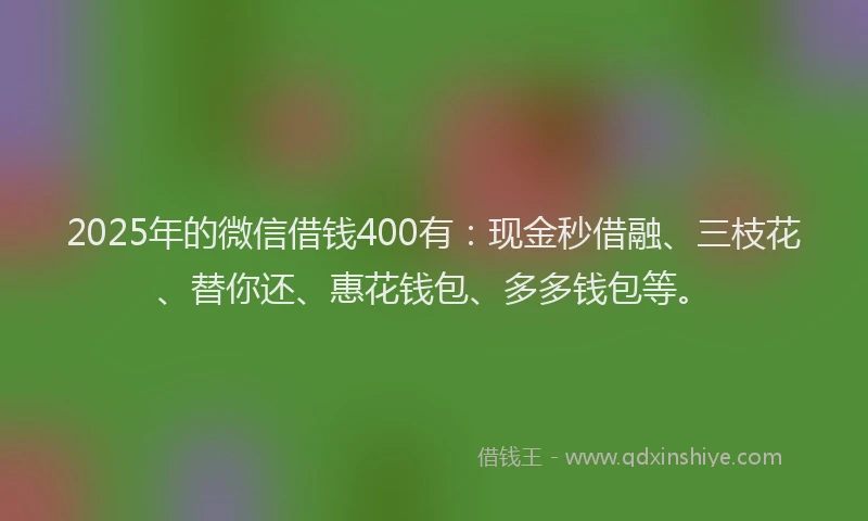 2025年的微信借钱400有：现金秒借融、三枝花、替你还、惠花钱包、多多钱包等。