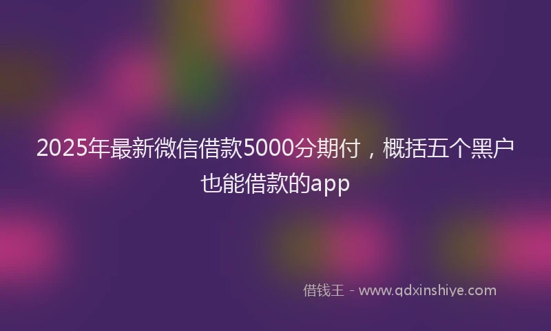 2025年最新微信借款5000分期付，概括五个黑户也能借款的app