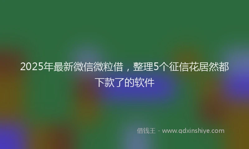 2025年最新微信微粒借，整理5个征信花居然都下款了的软件