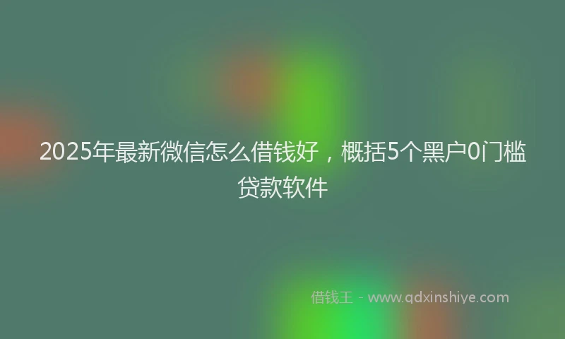 2025年最新微信怎么借钱好，概括5个黑户0门槛贷款软件