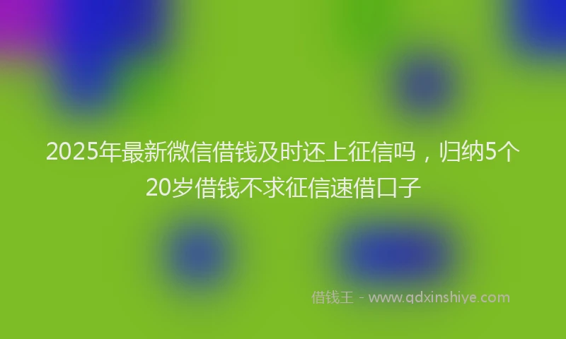 2025年最新微信借钱及时还上征信吗，归纳5个20岁借钱不求征信速借口子