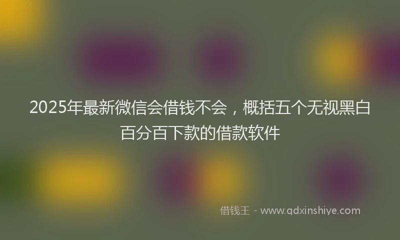 2025年最新微信会借钱不会，概括五个无视黑白百分百下款的借款软件