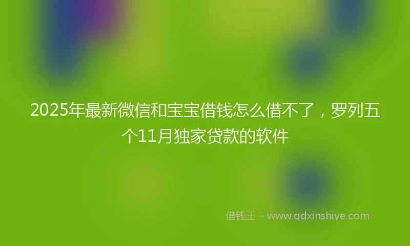 2025年最新微信和宝宝借钱怎么借不了，罗列五个11月独家贷款的软件
