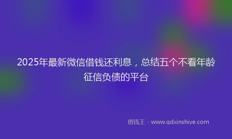 2025年最新微信借钱还利息，总结五个不看年龄征信负债的平台