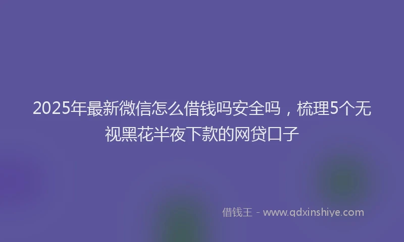 2025年最新微信怎么借钱吗安全吗，梳理5个无视黑花半夜下款的网贷口子