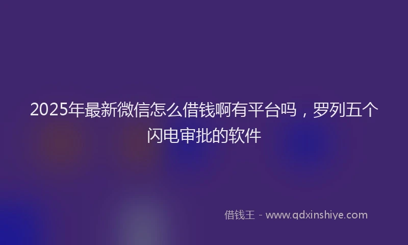 2025年最新微信怎么借钱啊有平台吗，罗列五个闪电审批的软件